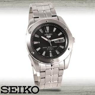 【SEIKO 精工】全日製-黑面直紋機械男錶(SNZF35J1)