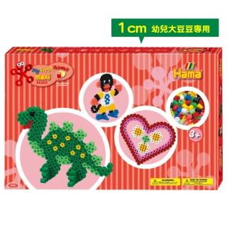 【Hama幼兒大豆豆】900顆大拼豆幼兒早教學習組合(大愛心、猴子、恐龍)
