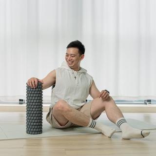 【Fun Sport】滾動力按摩滾輪棒-硬漢灰-40硬度-送收納袋(瑜珈滾輪/狼牙棒/滾棒)