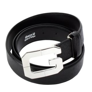 【GINZA U】經典方字G LOGO扣式皮帶(寬版L)