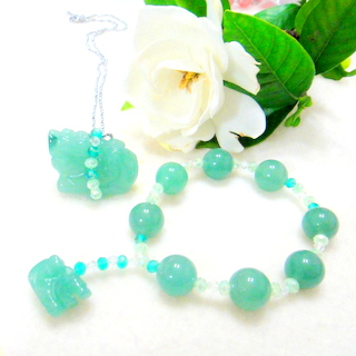 【JIN YANG】招財開運東菱玉貔貅套組(手鍊+項鍊)