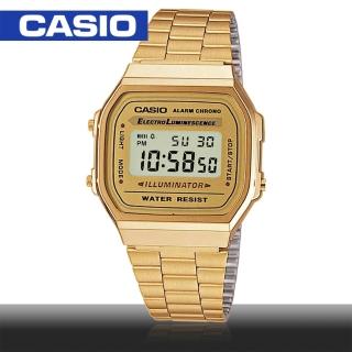 【CASIO 卡西歐】日系-復古風數字金色款(A168WG)