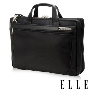 【ELLE HOMME】尼龍╳皮革15吋筆電收納兩用公事包(黑 EL74166A-02)
