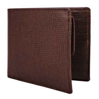 【DAKS】經典LOGO壓紋素面防刮皮革零錢袋短夾(紅棕色)