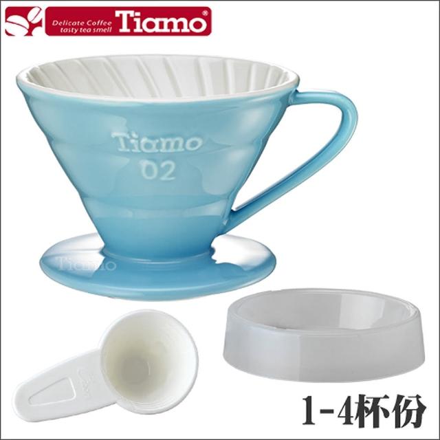 【Tiamo】V02陶瓷雙色momo購物网咖啡濾器組-螺旋款(HG5544)