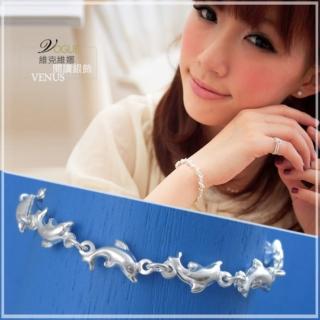 【維克維娜】海豚灣戀人。跳躍海豚俏皮款925純銀手鍊