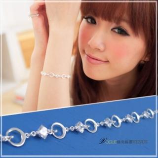 【維克維娜】璀璨耀眼。華麗圈圈綴方鑽925純銀手鍊