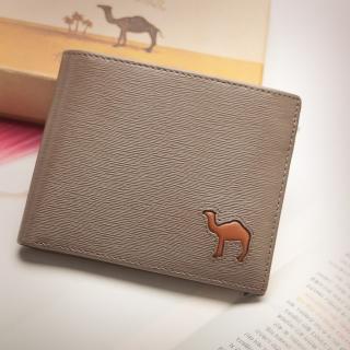 【CAMEL駱駝】西班牙經典真皮水波紋款8卡2照內拉鍊短夾(淺咖)