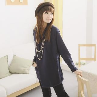 【衣心衣意】時尚裝扮-翻領抓摺口袋寬版洋裝(藍-紫FA2A3073)