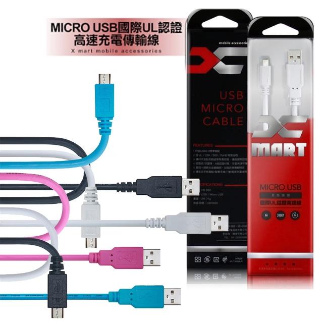 【X_mart】MICRO USB/HTC/三星/SO富邦momo客服NY 200公分快速傳輸充電線(充電速度最快可達6A)