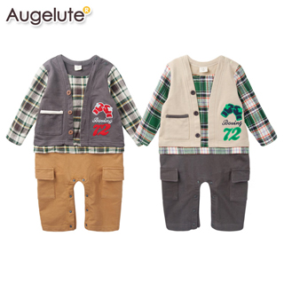 【baby童衣】連身衣 假兩件復古格紋爬服 47012(共二色)