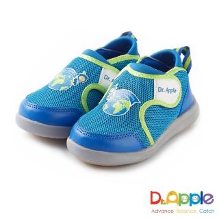 【Dr. Apple 機能童鞋】環遊世界 雙耳式黏扣帶童鞋(水藍)
