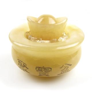 【開運工場】96mm元寶招財黃玉聚寶盆