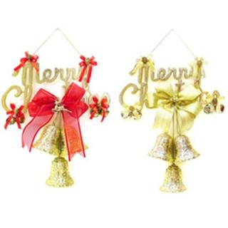 【聖誕節裝飾品】12吋聖誕快樂金色英文字牌花鐘吊飾(單入)