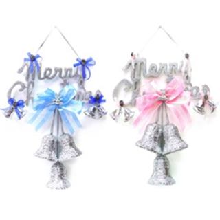 【聖誕節裝飾品】12吋聖誕快樂銀色英文字牌花鐘吊飾(單入)