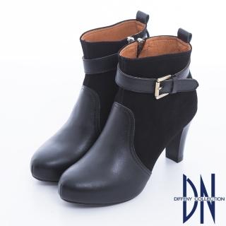 【DN】典藏風尚 真皮小香風金色單釦高跟踝靴(黑)