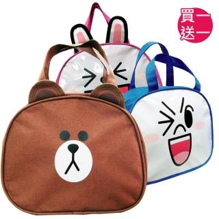 【LINE FRIENDS】造型便當袋(藍_眨眼-饅頭人)