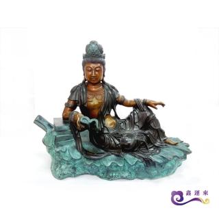 【鑫運來】座荷觀音銅雕擺件(游景翔大師監製)