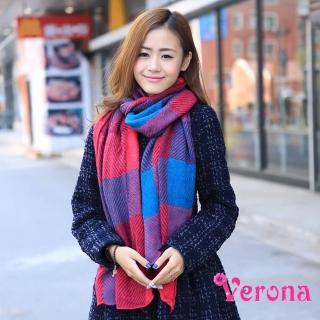 【Verona】新款學院風拼色格子情侶圍脖圍巾披肩