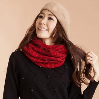 【雪莉亞】百搭款雙色針織圍脖(紅+黑.酒紅+黑.白+黑)