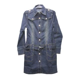 【雪莉亞】日系軍裝顯瘦長版牛仔外套(深藍色)