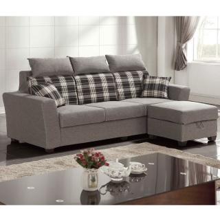 【綠活居】米洛那L型亞麻布沙發組(三人座+腳椅)