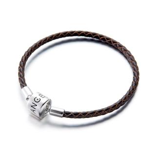 【Angemiel安婕米】義大利珠飾 純銀皮革手環(深褐)