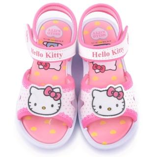 【三麗鷗】Hello kitty 中大童 浪漫蕾絲風涼鞋(815766-白粉)