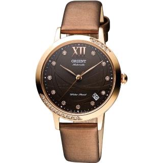【ORIENT】雅典晶鑽機械腕錶-咖啡x玫瑰金(FER2H002T)