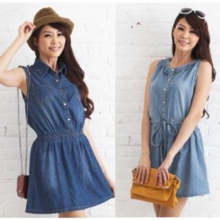 【RH】日系俐落剪裁顯瘦丹寧洋裝組(日系牛仔款)