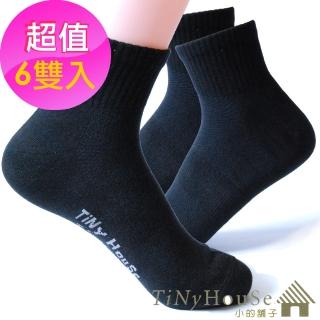 【TiNyHouSe】舒適襪 薄型透氣運動襪 團購6雙組入(黑色M/L號 T-05)