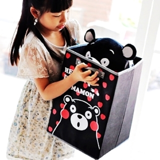 【MAY SHOP】熊本熊 熊熊 黑熊 紡布收納盒 桌上收納盒