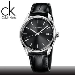 【瑞士 CK手錶 Calvin Klein】強化玻璃_日期窗_皮錶帶_紳士錶(K4M211C3)