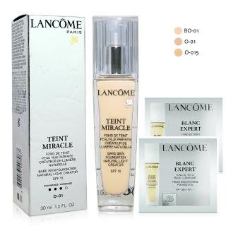 【LANCOME 蘭蔻】水感奇蹟粉底液 SPF15 30ml(加贈 光感奇蹟保濕粉底液 1ml*2)