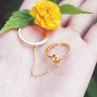 【梨花HaNA】韓國和平標誌PEACE個性雙環戒指