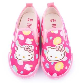 【三麗鷗】Hello Kitty 中大童 甜點風帆布鞋(715917-桃)