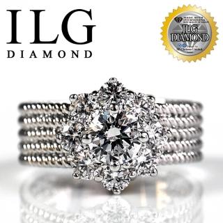 【ILG鑽】頂級八心八箭擬真鑽石戒指-愛的焦點款 BI020 主鑽約75分 華麗焦點(白K金)