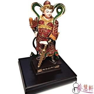 【養慧軒】金剛砂陶土精雕佛像 韋駝護法(彩繪盒裝、含木製底座)