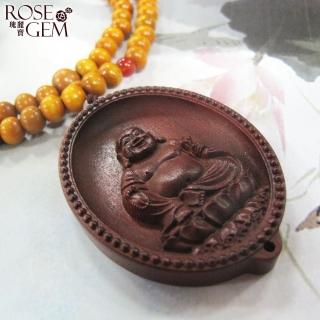 【瑰麗寶】《祈福避災》紅豆杉木佛牌項鍊(彌勒佛)