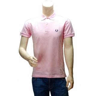 【FRED PERRY】經典刺繡LOGO素面立領短袖POLO衫(粉紅30162010-0913)