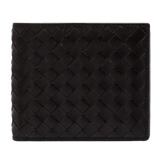 【BOTTEGA VENETA】經典羊皮編織折疊短夾(咖啡113993-2040)