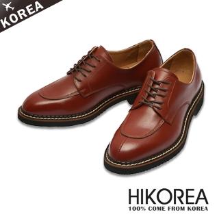 【HIKOREA韓國皮鞋】正韓空運。真牛皮超輕量圓頭剪接皮鞋(73-95