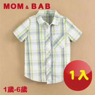 【MOM AND BAB】格紋短袖純棉襯衫上衣-單件組(12M-6T)