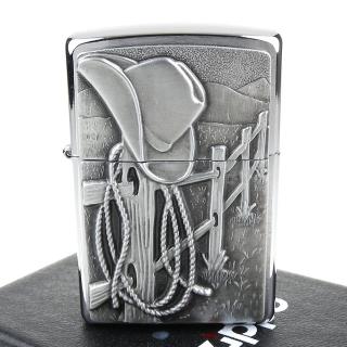 【ZIPPO】美系-Resting Cowboy-休息的牛仔圖案貼飾打火機