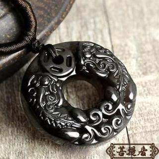 【菩提居】黑曜石雙貔貅消災平安釦