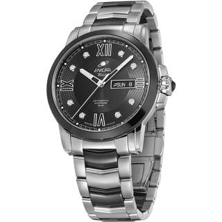 【ENICAR 英納格】CH 350 精英系列自動鍊帶男錶-黑x銀/41mm(3168-50-350aBB)