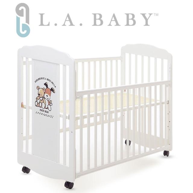 【美國 L.A. Baby】愛momo 1台丁熊搖擺中小嬰兒床 原木床 童床(咖啡色  白色)