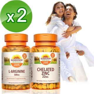 【美國Sundown日落恩賜】威力情人組-(特極精胺酸x2瓶+甘胺酸鋅x2瓶)