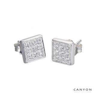 【CANYON】閃亮方晶貼式耳環