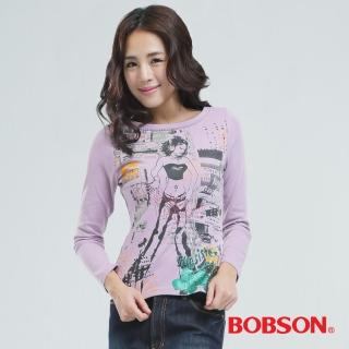 【BOBSON】印圖個性女郎T恤(紫色65074-61)